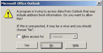 Outlook Security Warning