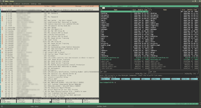 Pine and Tmux