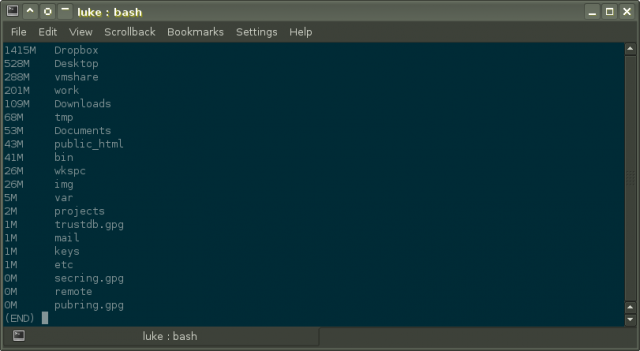 Find large folders using du