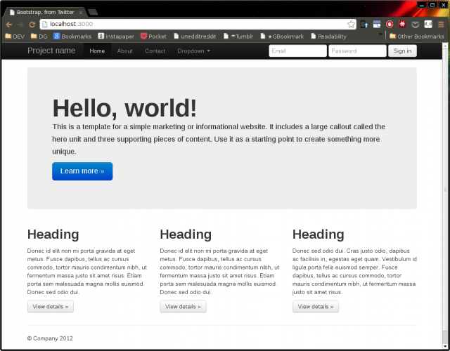 instant website template