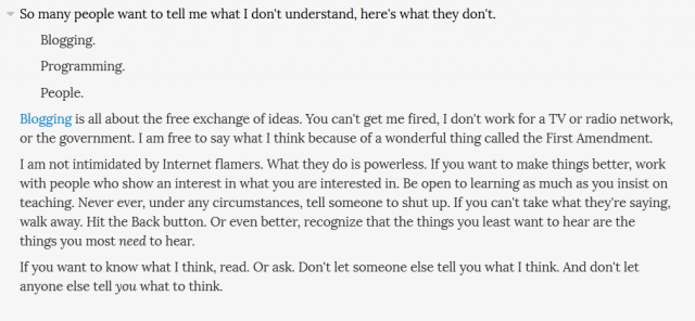 Dave Winer Foot in Mouth