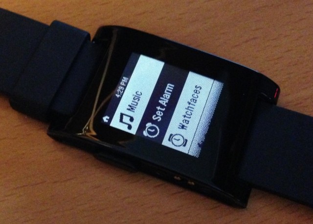 Pebble Menu Screen